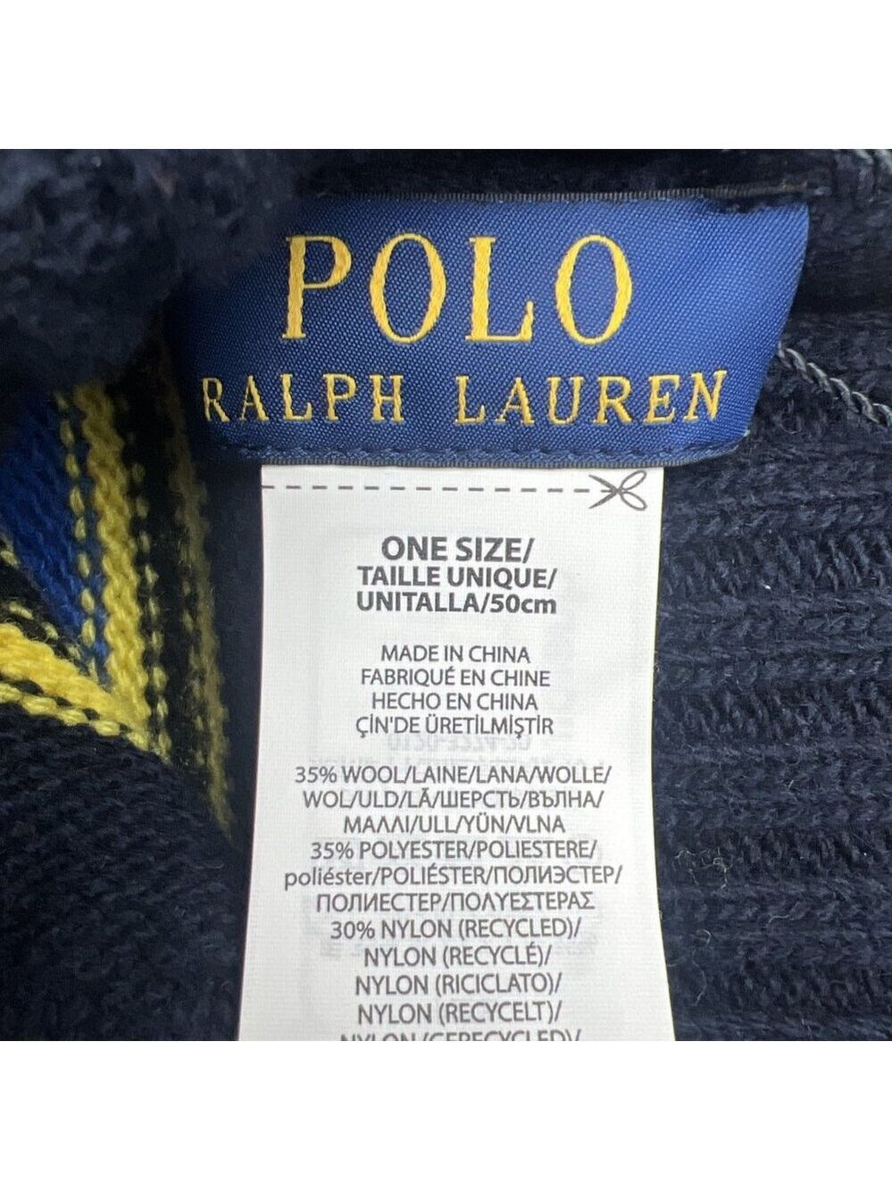Polo Ralph Lauren Logo Striped Wool-Blend Beanie One Size Multi Color NEW - Picture 8 of 10